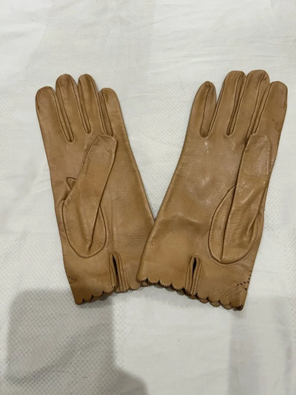 Leather Gloves with Perforated Detail